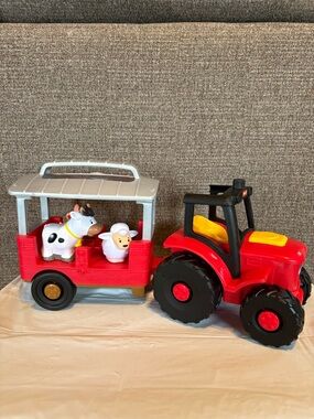 Fisher Price Little People Caring For Animals Tractor Red Sounds Animals Cow Pig
